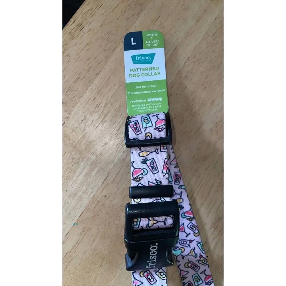 Frisco Cocktail Party Polyester Dog Collar, Large: 18 to 26 in Neck, 1 inch Wide